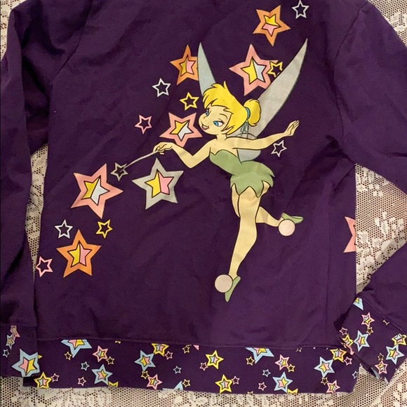 VINTAGE DISNEY TINKERBELL HOODIE Sweater PURPLE SZ M BEAUTIFUL DISNEYLAND - Picture 5 of 10
